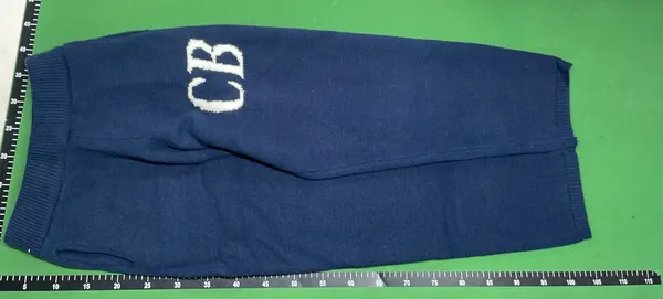 Navy Knit Crewneck Sweater With Letter Intarsia — warehouse QC photo 2