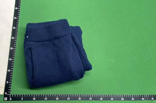 Navy Knit Crewneck Sweater With Letter Intarsia — warehouse QC photo 4