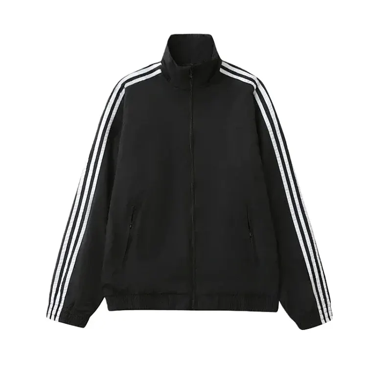 Black Track Jacket With Triple Sleeve Stripes — merchant catalogue photo