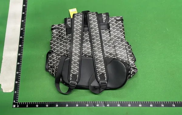 Grey Chevron Print Flap-Top Backpack — warehouse QC photo 2