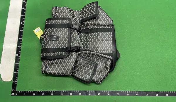 Grey Chevron Print Flap-Top Backpack — warehouse QC photo 3
