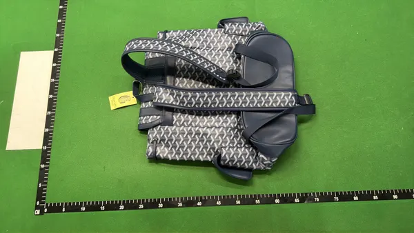 Grey Chevron Print Flap-Top Backpack — warehouse QC photo 5