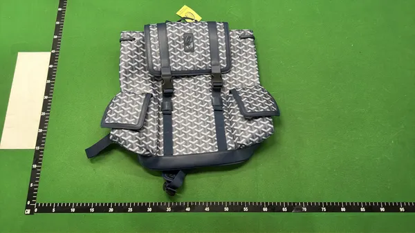 Grey Chevron Print Flap-Top Backpack — warehouse QC photo 6