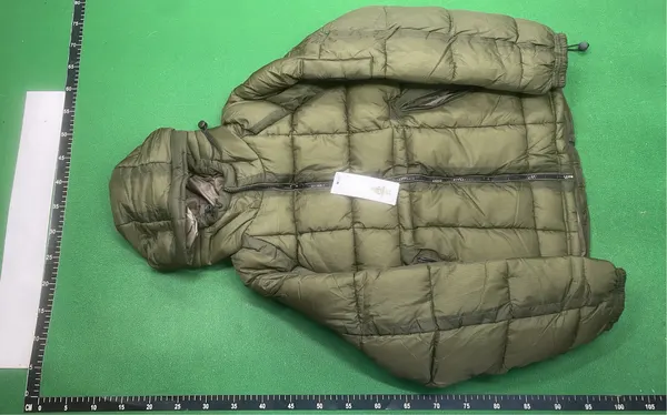 Grey Hooded Puffer Jacket With Zip Pockets — warehouse QC photo 2