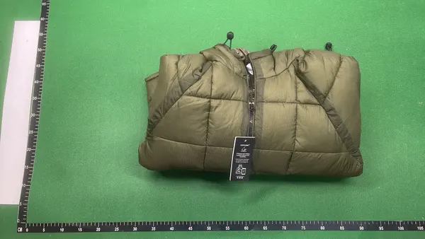 Grey Hooded Puffer Jacket With Zip Pockets — warehouse QC photo 4