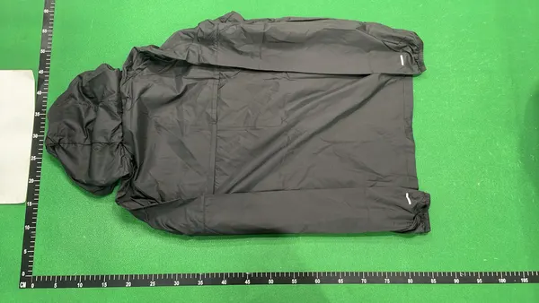 Black Hooded Windbreaker With Reflective Accents — warehouse QC photo 3