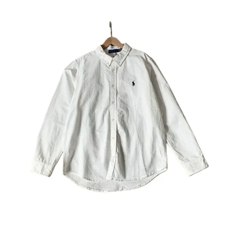 White Oxford Button-Down Shirt With Chest Embroidery — merchant catalogue photo