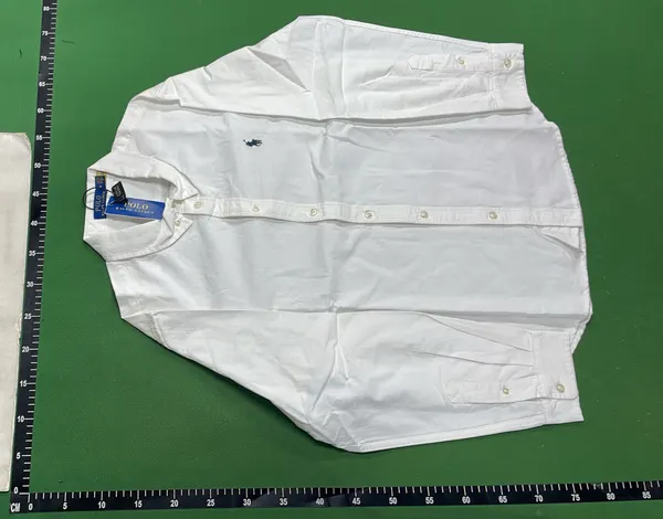White Oxford Button-Down Shirt With Chest Embroidery — warehouse QC photo 2