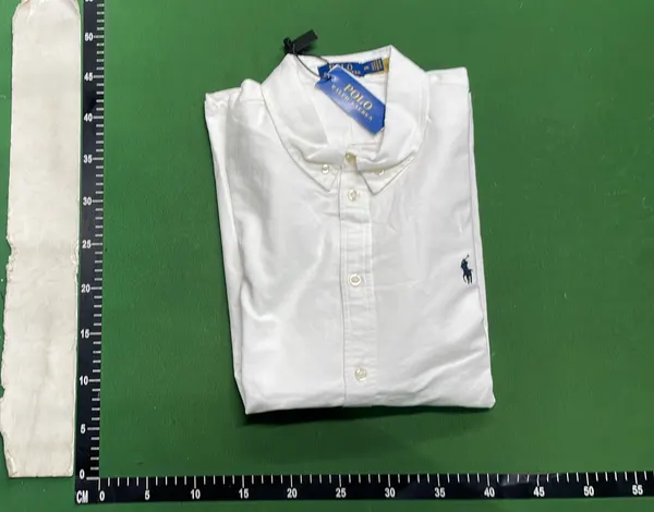 White Oxford Button-Down Shirt With Chest Embroidery — warehouse QC photo 4