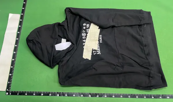 Black Pullover Hoodie With Number Print — warehouse QC photo 2