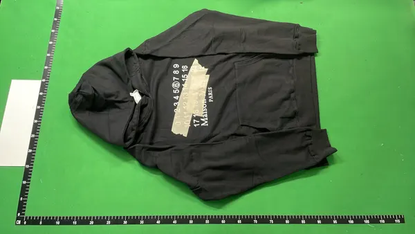 Black Pullover Hoodie With Number Print — warehouse QC photo 6