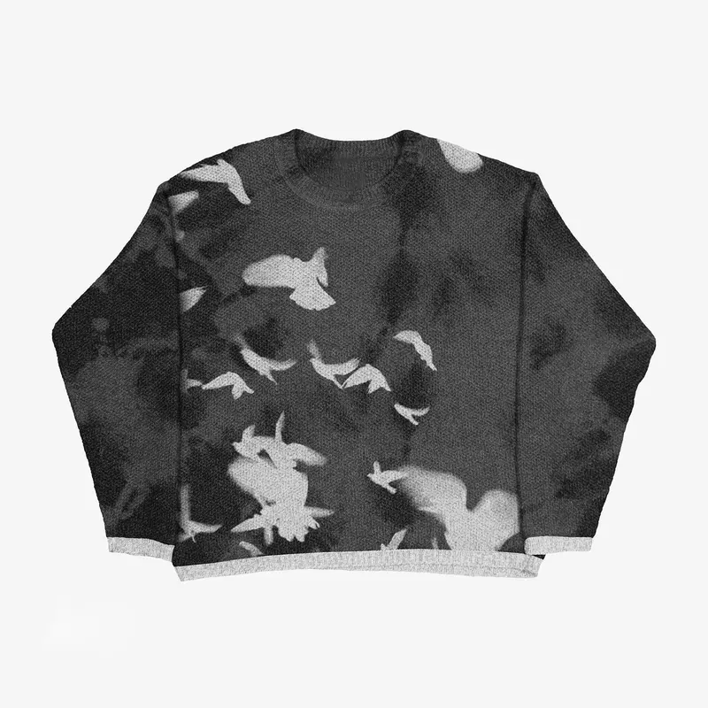 Purple Skull Graphic Chunky Knit Sweater — merchant catalogue photo