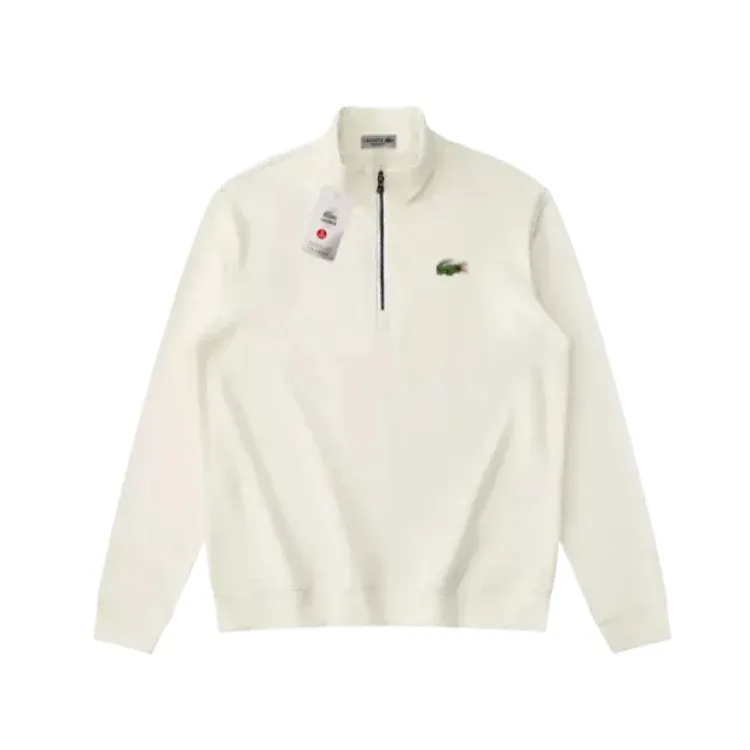 Cream Quarter-Zip Sweatshirt With Stand Collar — merchant catalogue photo