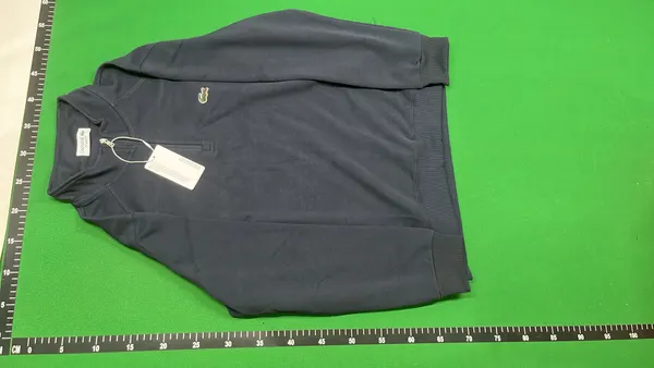 Cream Quarter-Zip Sweatshirt With Stand Collar — warehouse QC photo 5