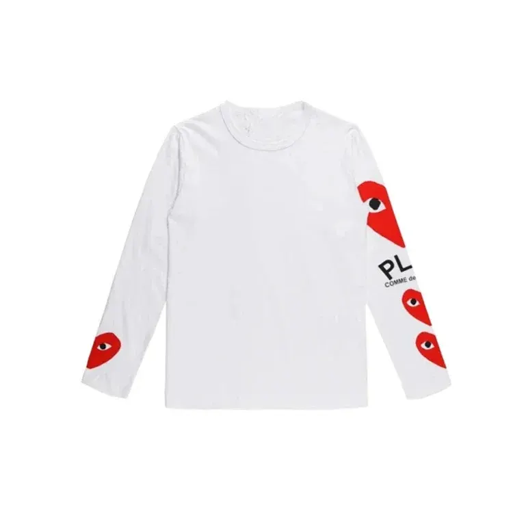 White Long-Sleeve Top With Red Heart Sleeve Print — merchant catalogue photo