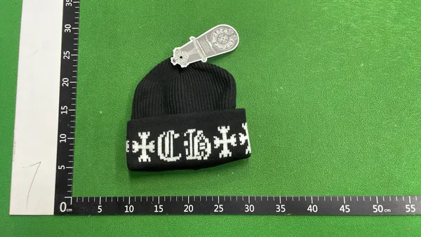 Black Ribbed Beanie With Cross Knit Cuff — warehouse QC photo 1