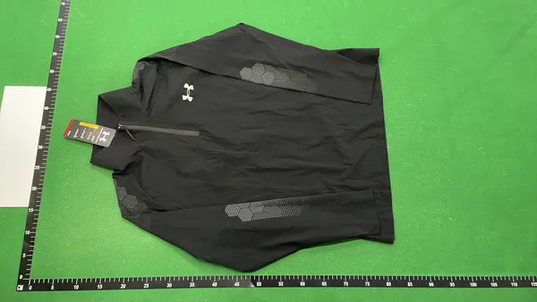 Grey Quarter-Zip Pullover With Hex Print Panels — warehouse QC photo 2