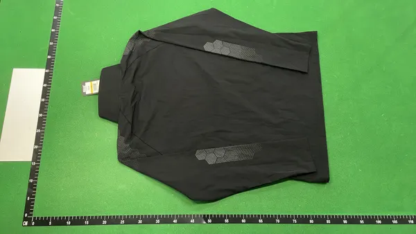 Grey Quarter-Zip Pullover With Hex Print Panels — warehouse QC photo 3