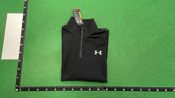 Grey Quarter-Zip Pullover With Hex Print Panels — warehouse QC photo 4
