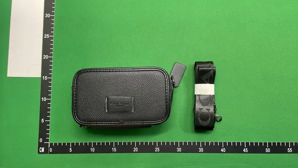 Grey Monogram Crossbody Bag With Double Zip — warehouse QC photo 3