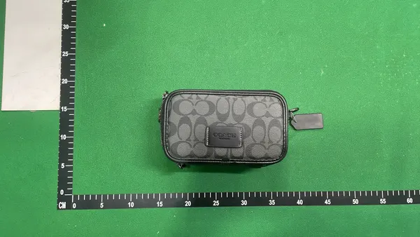 Grey Monogram Crossbody Bag With Double Zip — warehouse QC photo 4