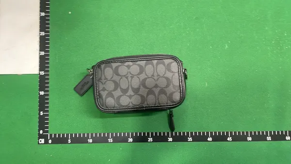 Grey Monogram Crossbody Bag With Double Zip — warehouse QC photo 5
