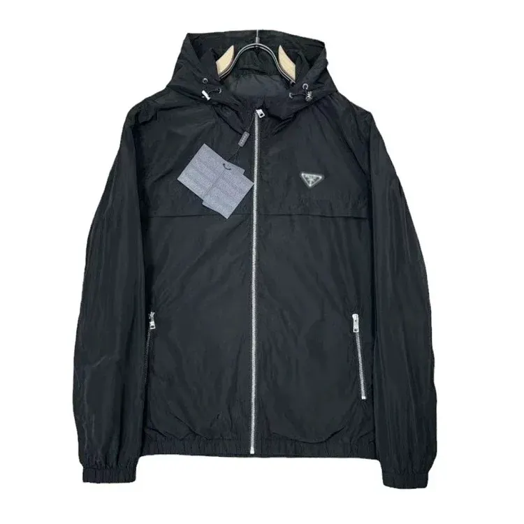 Black Crinkled Nylon Hooded Windbreaker Jacket — merchant catalogue photo