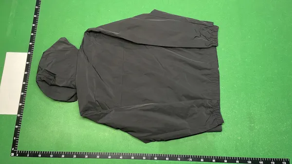 Black Crinkled Nylon Hooded Windbreaker Jacket — warehouse QC photo 3
