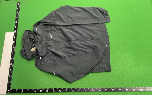 Black Hooded Lightweight Windbreaker Jacket (#2) — warehouse QC photo 2