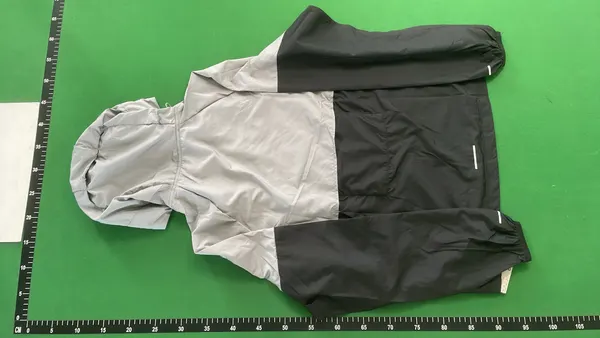 Pink Grey Colorblock Hooded Windbreaker Jacket — warehouse QC photo 3