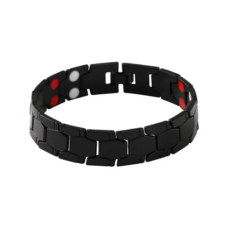 Black Wide-Link Metal Bracelet With Inset Discs — merchant catalogue photo