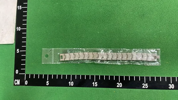 Black Wide-Link Metal Bracelet With Inset Discs — warehouse QC photo 1