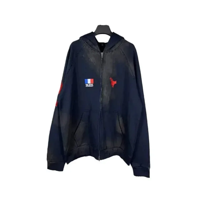 Faded Navy Oversized Zip Up Hoodie — merchant catalogue photo