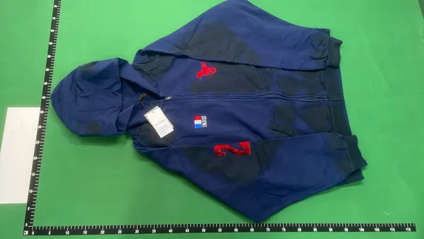 Faded Navy Oversized Zip Up Hoodie — warehouse QC photo 2