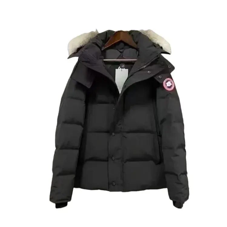 Black Fur-Trim Hooded Puffer Down Jacket — merchant catalogue photo