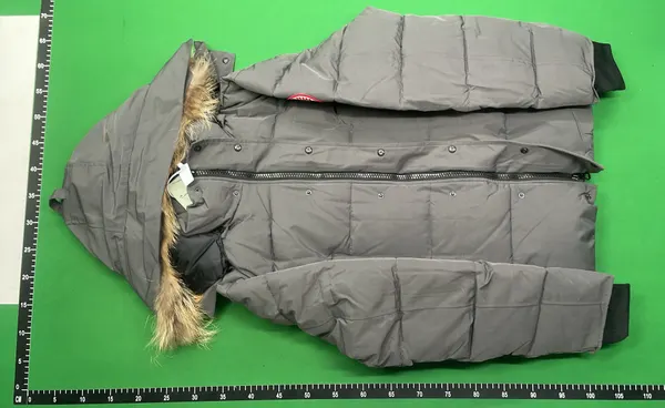Black Fur-Trim Hooded Puffer Down Jacket — warehouse QC photo 2