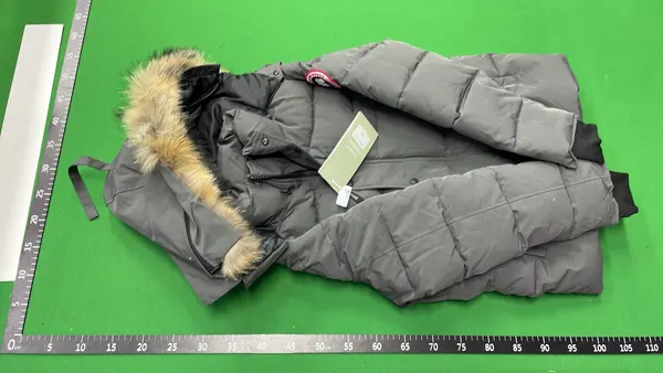 Black Fur-Trim Hooded Puffer Down Jacket — warehouse QC photo 6