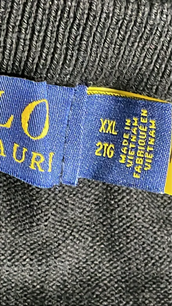 Navy Crewneck Knit Sweater With Chest Logo — warehouse QC photo 1