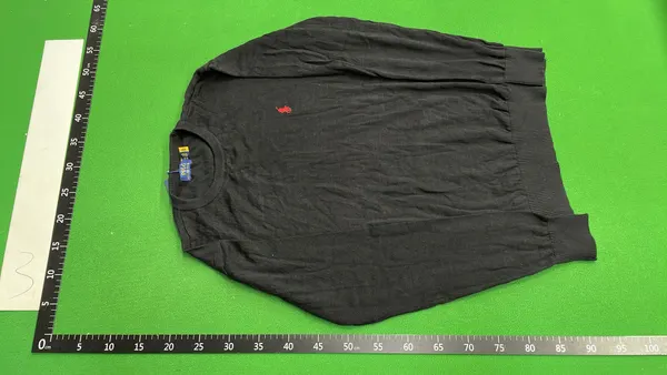Navy Crewneck Knit Sweater With Chest Logo — warehouse QC photo 2