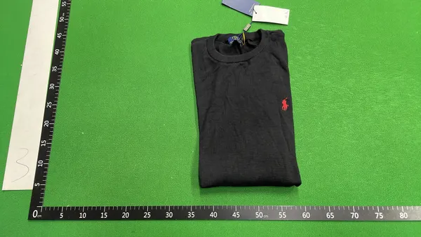 Navy Crewneck Knit Sweater With Chest Logo — warehouse QC photo 4