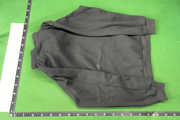 Black Hoodie With Graphic Chest Print — warehouse QC photo 3