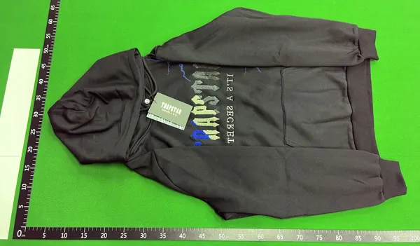 Black Hoodie With Graphic Chest Print — warehouse QC photo 6