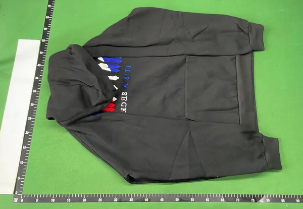 Black Hoodie With Graphic Chest Print (Grey) — warehouse QC photo 1