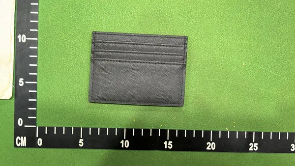 Black Textured Card Holder With Triangle Plaque — warehouse QC photo 5