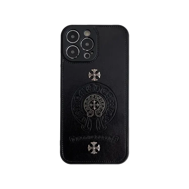 Black Leather-Look Phone Case With Cross Studs — merchant catalogue photo