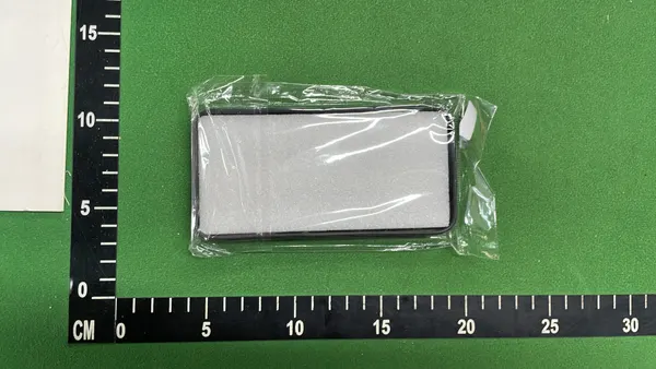 Black Leather-Look Phone Case With Cross Studs — warehouse QC photo 2
