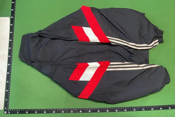 Black Track Jacket Set With Red Chevron Stripes — warehouse QC photo 3