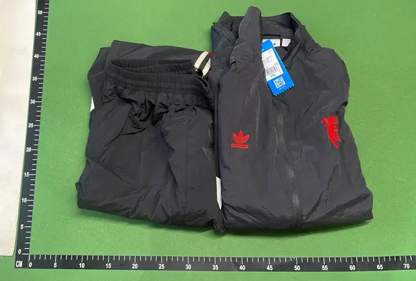 Black Track Jacket Set With Red Chevron Stripes — warehouse QC photo 5