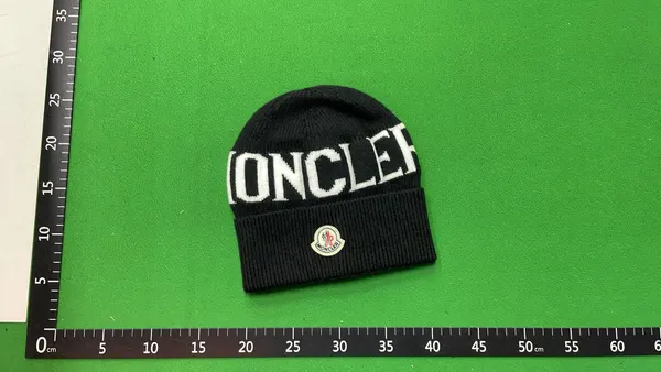 Black Knit Beanie With Contrast Logo Lettering — warehouse QC photo 1