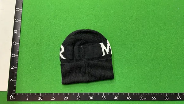 Black Knit Beanie With Contrast Logo Lettering — warehouse QC photo 2